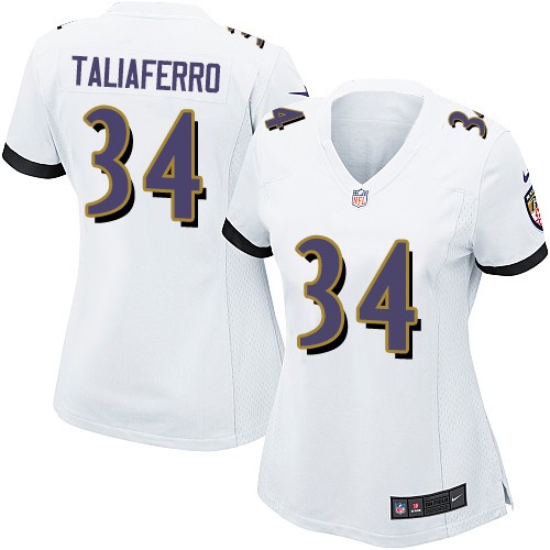 Women's Game Lorenzo Taliaferro Nike Jersey White Road - #34 NFL Baltimore Ravens